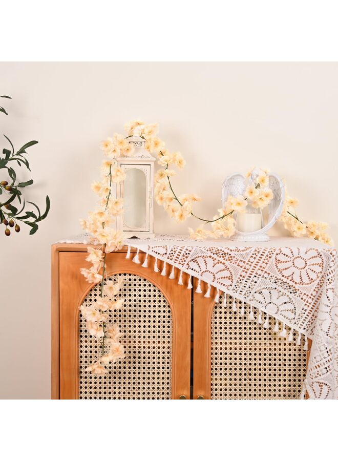 4PCS Cherry Blossom Garland Cherry Blossom Hanging Vine Silk Cherry Blossom Vine Garland for Wedding Party Decoration (Champagne) - Image 3